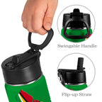 Guyana Flag Map Kids Water Bottle with Straw Lid (12 oz) - Conscious Apparel Store