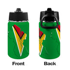 Guyana Flag Map Kids Water Bottle with Straw Lid (12 oz) - Conscious Apparel Store