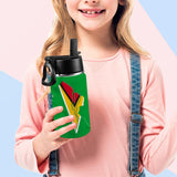 Guyana Flag Map Kids Water Bottle with Straw Lid (12 oz) - Conscious Apparel Store