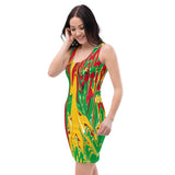 Guyana Flag Splash-Camo Bodycon Dress - Conscious Apparel Store