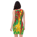 Guyana Flag Splash-Camo Bodycon Dress - Conscious Apparel Store