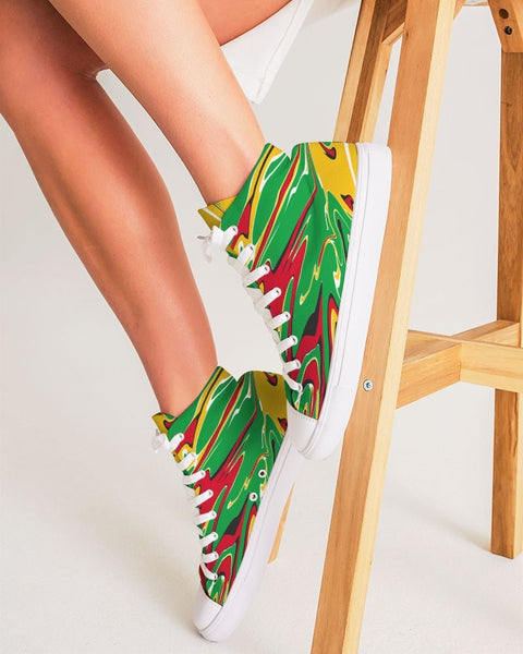 Guyana Flag Splash-Camo Women's Hightop Canvas Shoe - Conscious Apparel Store
