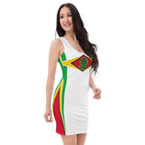 Guyana Flag White Bodycon Dress - Conscious Apparel Store