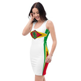Guyana Flag White Bodycon Dress - Conscious Apparel Store