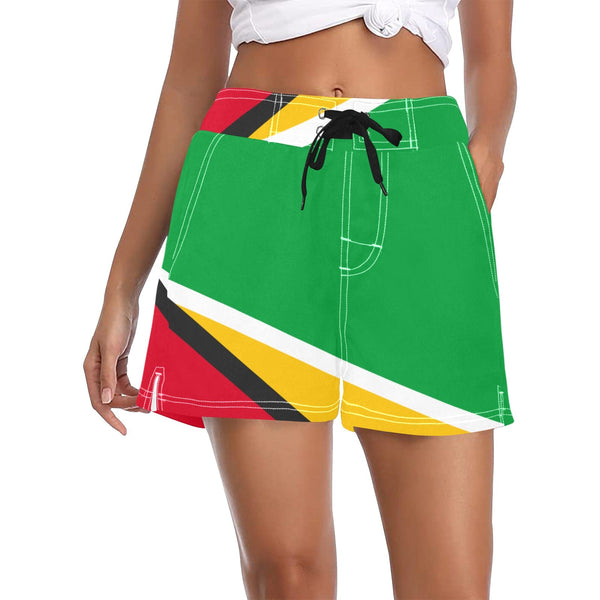 Guyana Flag Women's Casual Board Shorts - Conscious Apparel Store