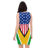 Guyanese American Flag Bodycon Dress - Conscious Apparel Store