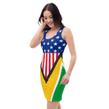 Guyanese American Flag Bodycon Dress - Conscious Apparel Store