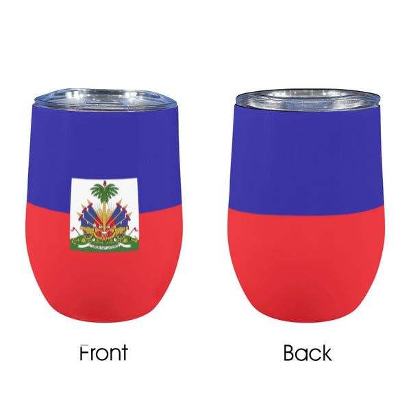 Haiti Flag 12oz Wine Tumbler - Conscious Apparel Store