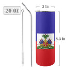 Haiti Flag 20oz Tall Skinny Tumbler with Lid and Straw - Conscious Apparel Store
