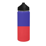 Haiti Flag Insulated Water Bottle with Straw Lid (18 oz) - Conscious Apparel Store