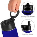 Haiti Flag Kids Water Bottle with Straw Lid (12 oz) - Conscious Apparel Store