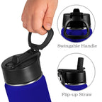 Haiti Flag Kids Water Bottle with Straw Lid (12 oz) - Conscious Apparel Store