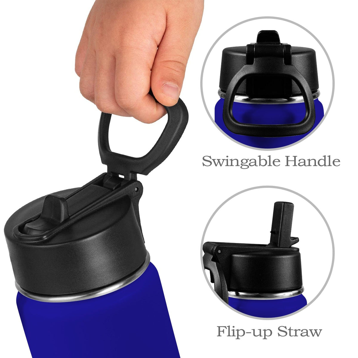 Haiti Flag Kids Water Bottle with Straw Lid (12 oz) - Conscious Apparel Store