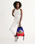 Haiti Flag Map Canvas Drawstring Bag - Conscious Apparel Store