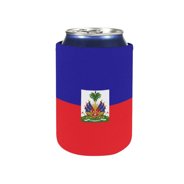 Haiti Flag Neoprene Can Cooler 4" x 2.7" dia. - Conscious Apparel Store