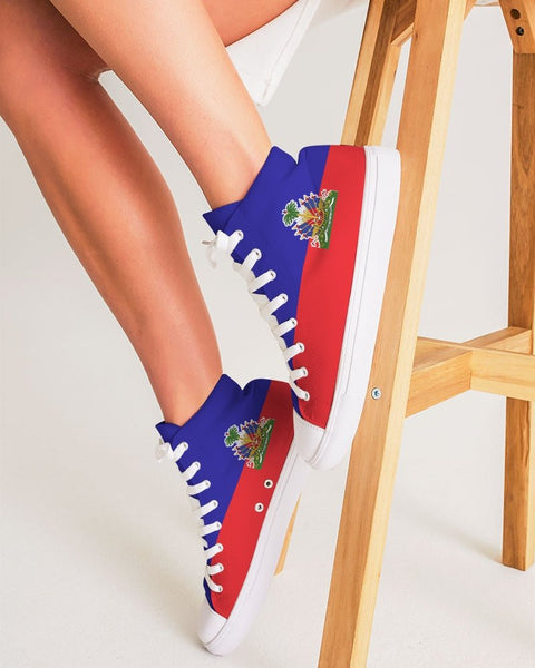 Haiti Flag Women's Hightop Canvas Shoe - Conscious Apparel Store