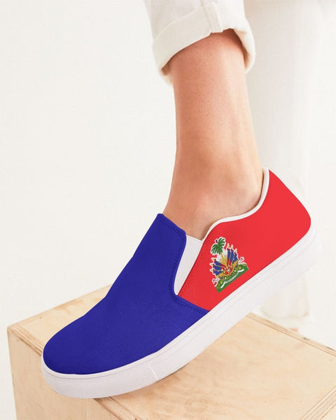 Haiti Flag Women's Slip-On Canvas Shoe - Conscious Apparel Store