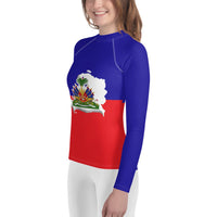 Haiti Flag Youth Rash Guard - Conscious Apparel Store