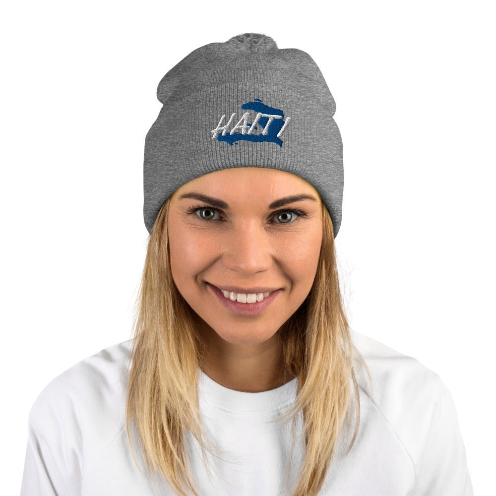 Haiti Map Pom-Pom Beanie - Conscious Apparel Store
