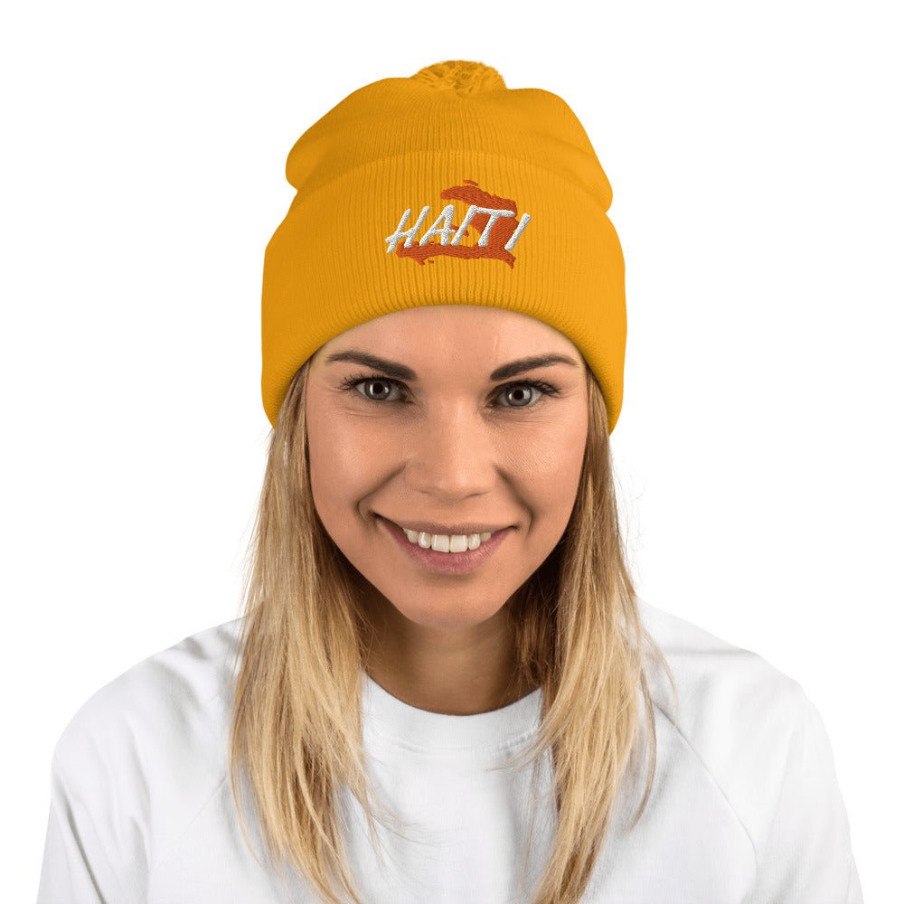 Haiti Map Pom-Pom Beanie - Conscious Apparel Store