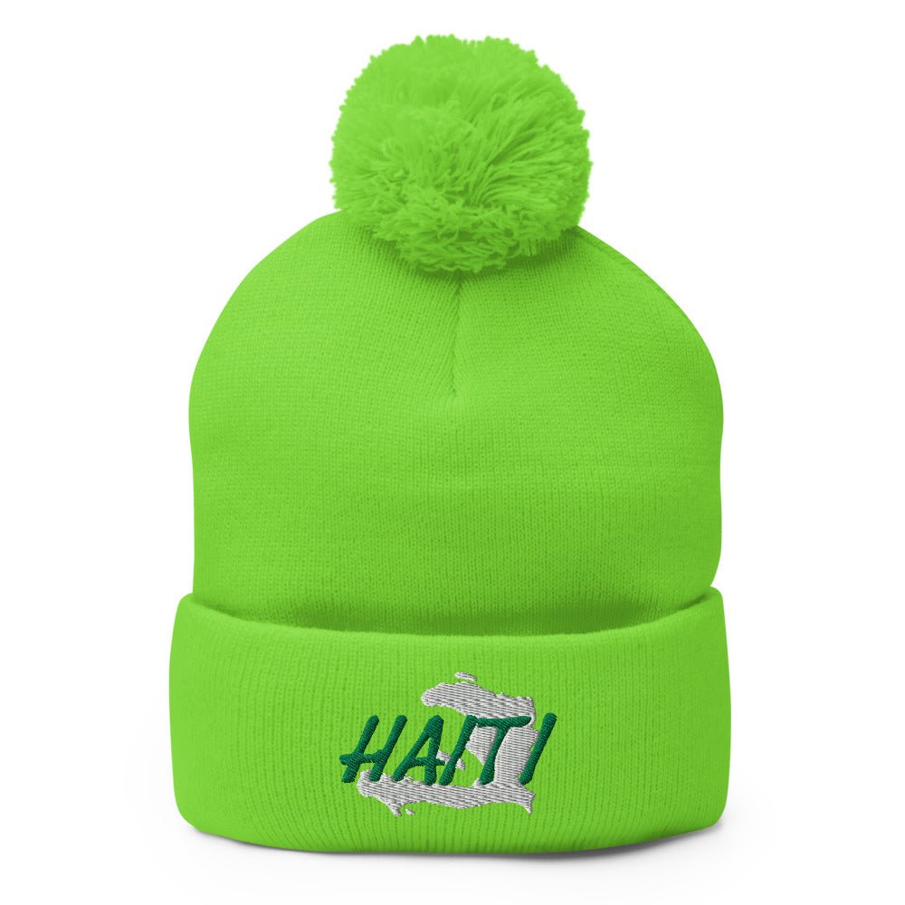 Haiti Map Pom-Pom Beanie - Conscious Apparel Store