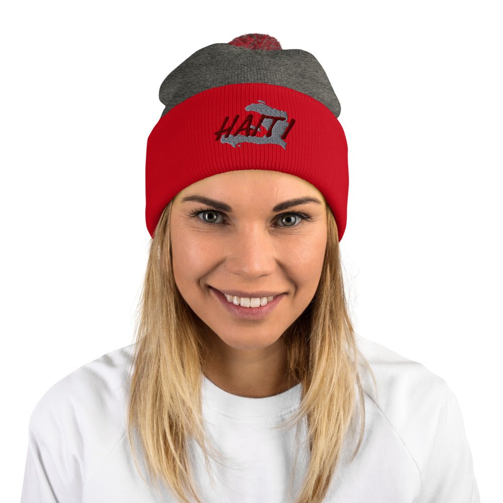 Haiti Map Pom-Pom Beanie - Conscious Apparel Store