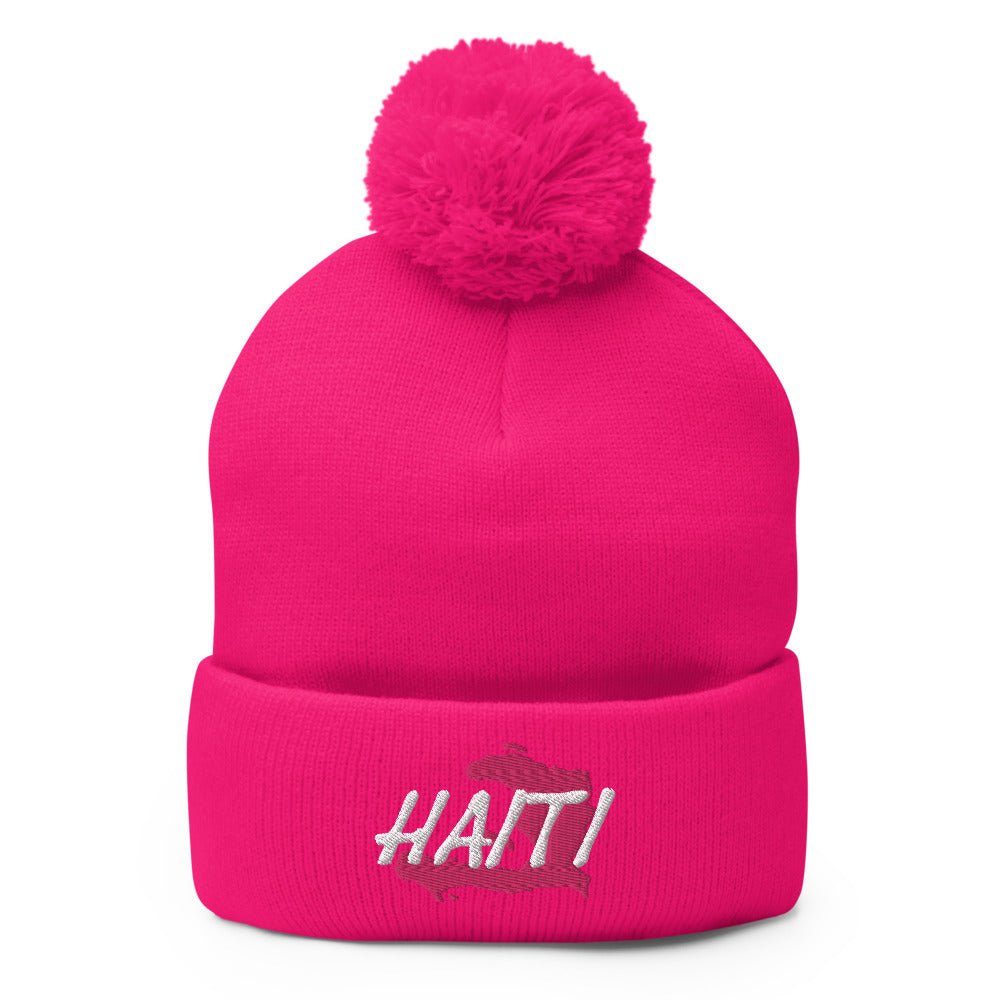 Haiti Map Pom-Pom Beanie - Conscious Apparel Store