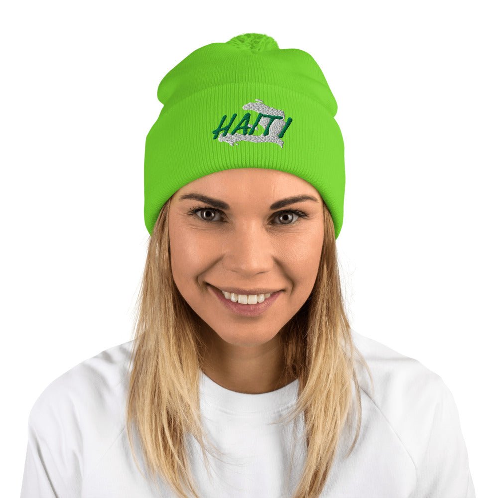 Haiti Map Pom-Pom Beanie - Conscious Apparel Store