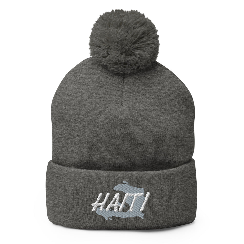 Haiti Map Pom-Pom Beanie - Conscious Apparel Store