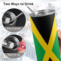 Jamaica Flag 20oz Tall Skinny Tumbler with Lid and Straw - Conscious Apparel Store