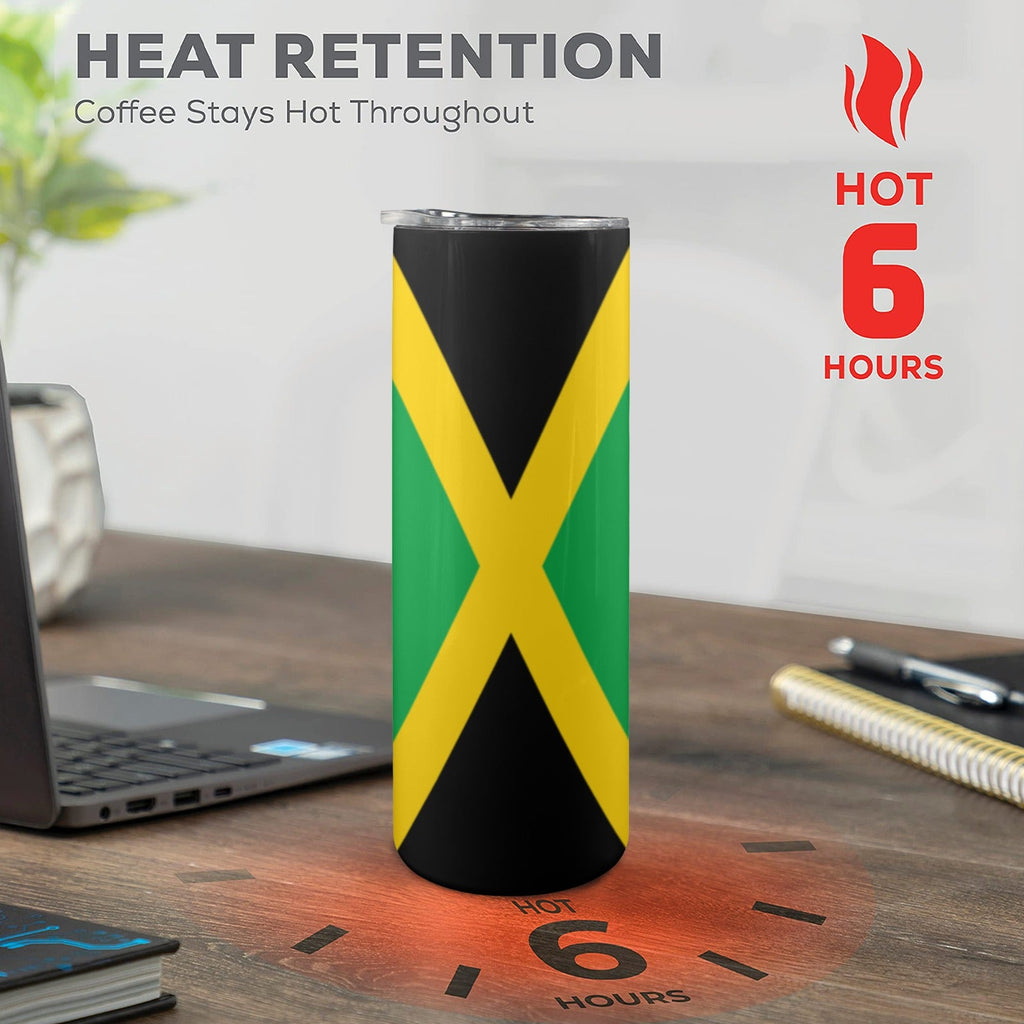 Jamaica Flag 20oz Tall Skinny Tumbler with Lid and Straw - Conscious Apparel Store