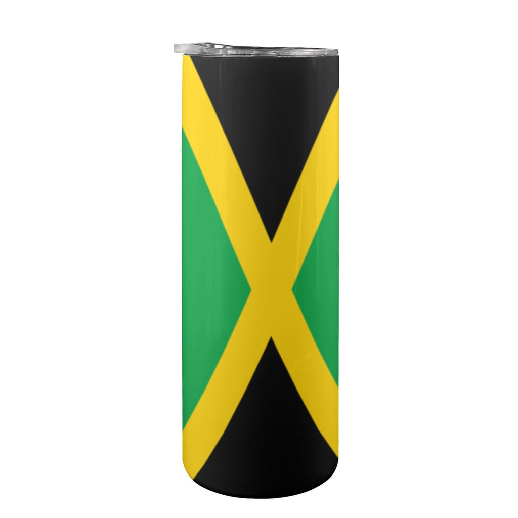 Jamaica Flag 20oz Tall Skinny Tumbler with Lid and Straw - Conscious Apparel Store