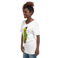 Jamaica Flag Empress Unisex Short Sleeve V-Neck T-Shirt - Conscious Apparel Store
