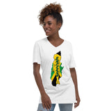 Jamaica Flag Empress Unisex Short Sleeve V-Neck T-Shirt - Conscious Apparel Store
