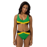 Jamaica Flag High-Waisted Bikini Customizable Set - Conscious Apparel Store
