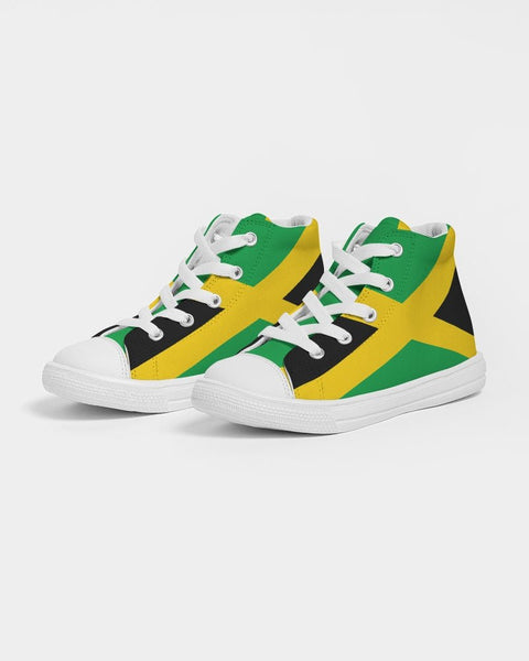 Jamaica Flag Kids Hightop Canvas Sneakers - Conscious Apparel Store