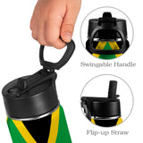 Jamaica Flag Kids Water Bottle with Straw Lid (12 oz) - Conscious Apparel Store