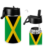 Jamaica Flag Kids Water Bottle with Straw Lid (12 oz) - Conscious Apparel Store