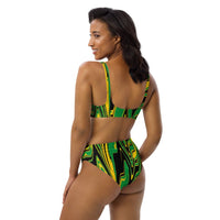 Jamaica Flag Splash-Camo high-waisted bikini - Conscious Apparel Store