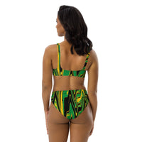 Jamaica Flag Splash-Camo high-waisted bikini - Conscious Apparel Store