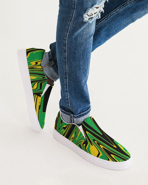 Jamaica Flag Splash-Camo Men's Slip-On Canvas Shoe - Conscious Apparel Store