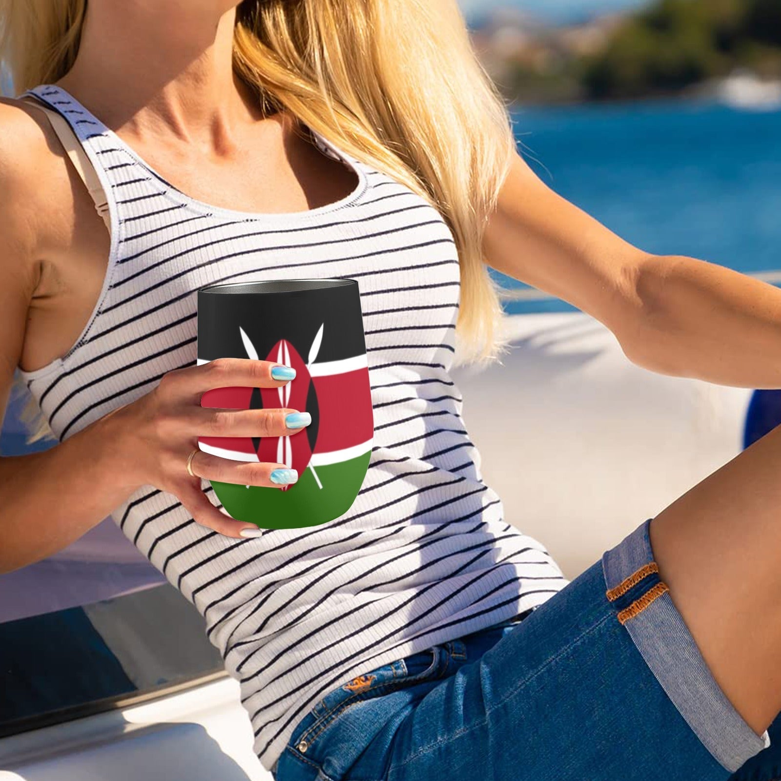 Kenya Flag 12oz Wine Tumbler - Conscious Apparel Store