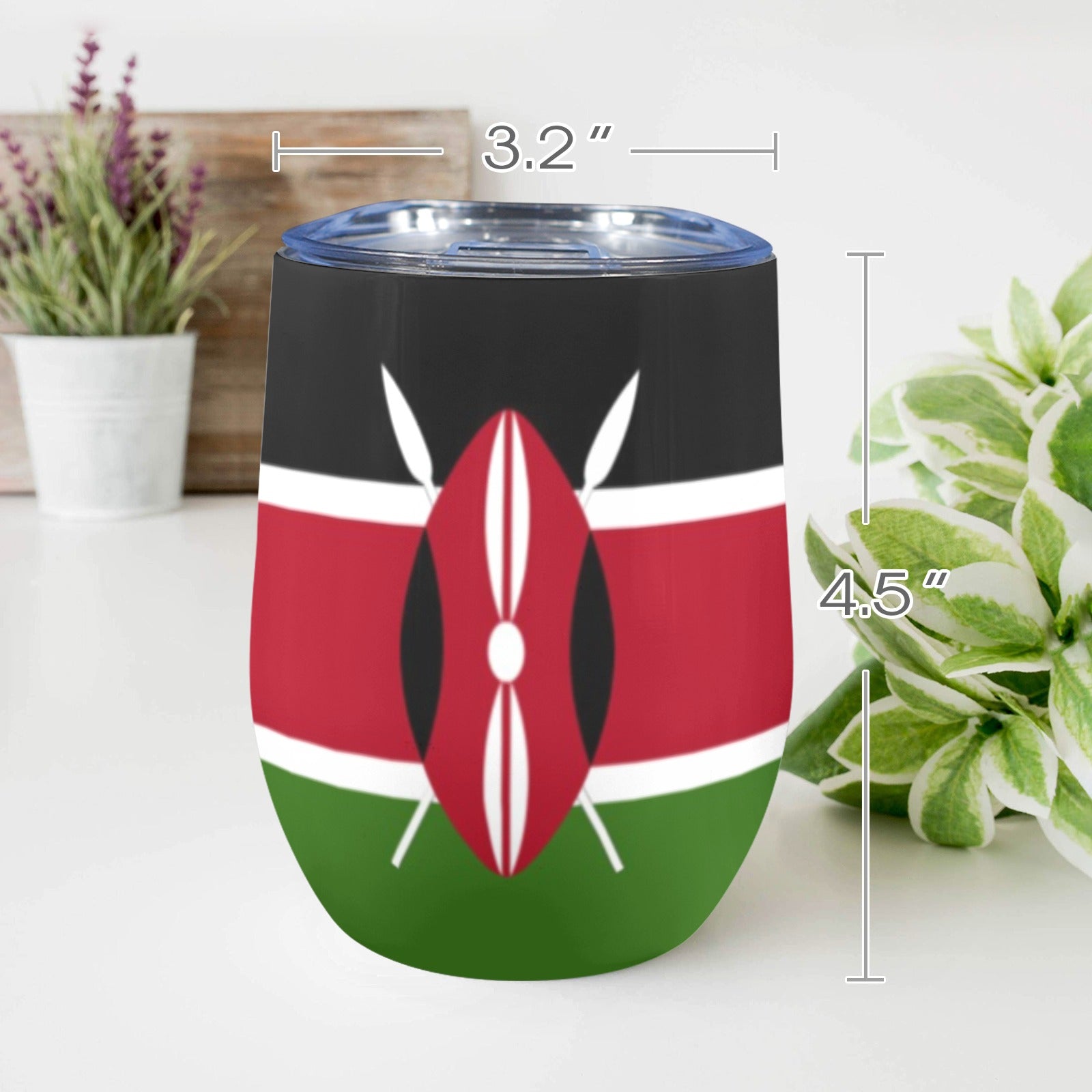 Kenya Flag 12oz Wine Tumbler - Conscious Apparel Store