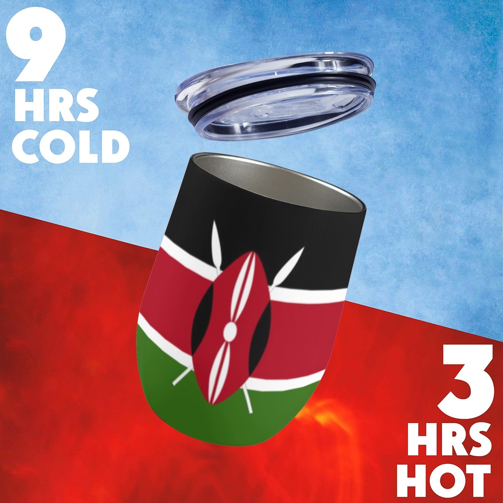 Kenya Flag 12oz Wine Tumbler - Conscious Apparel Store