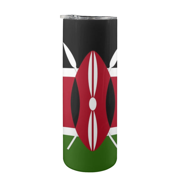 Kenya Flag 20oz Tall Skinny Tumbler with Lid and Straw - Conscious Apparel Store