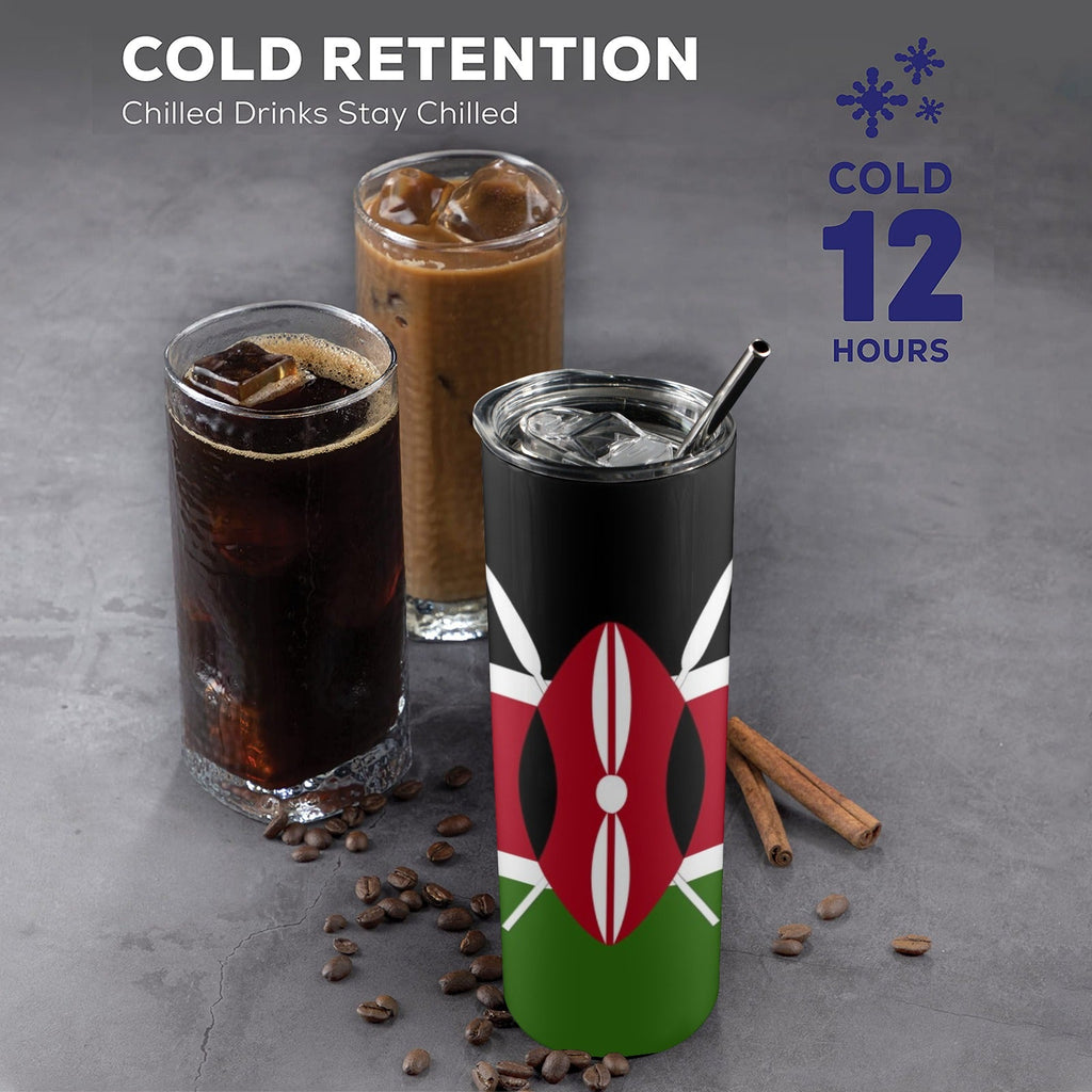 Kenya Flag 20oz Tall Skinny Tumbler with Lid and Straw - Conscious Apparel Store