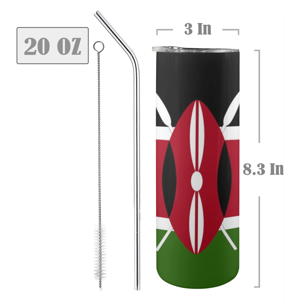 Kenya Flag 20oz Tall Skinny Tumbler with Lid and Straw - Conscious Apparel Store