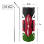 Kenya Flag 20oz Tall Skinny Tumbler with Lid and Straw - Conscious Apparel Store