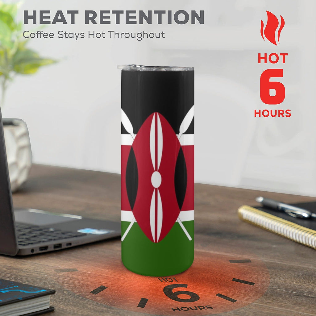 Kenya Flag 20oz Tall Skinny Tumbler with Lid and Straw - Conscious Apparel Store