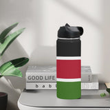 Kenya Flag Insulated Water Bottle with Straw Lid (18 oz) - Conscious Apparel Store